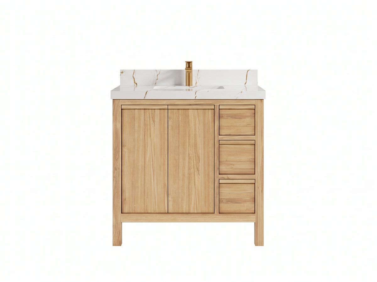 Elizabeth Teak Wood 36 in. W x 22 in. D Center Sink Bathroom Vanity