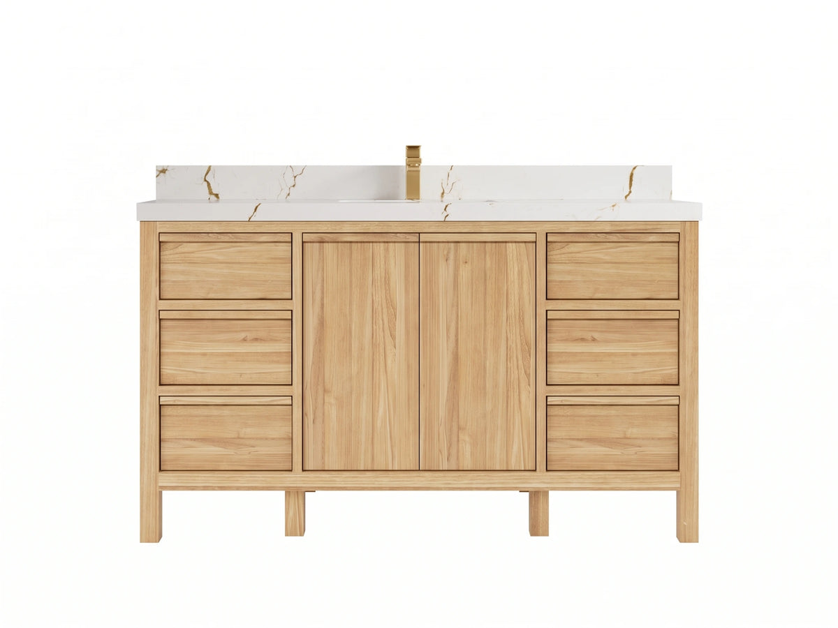 Elizabeth Teak Wood 60 in. W x 22 in. D Single Sink Bathroom Vanity