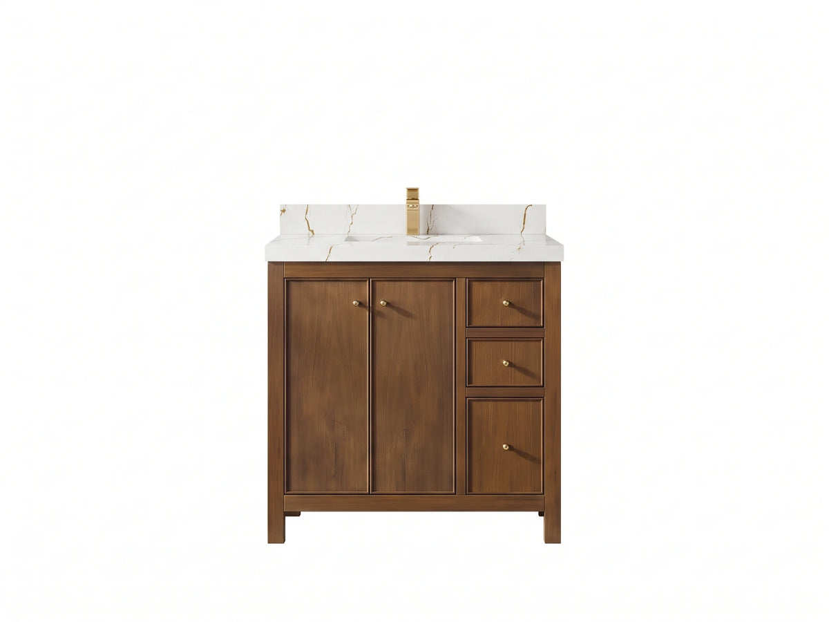 Chicago Teak 36 in. W x 22 in. D Center Sink Bathroom Vanity