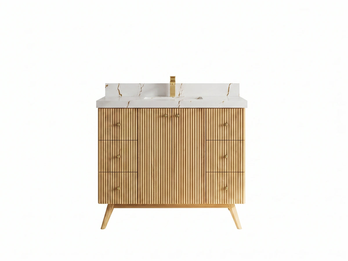 Pasadena Teak Wood 42 in. W x 22 in. D Single Sink Bathroom Vanity