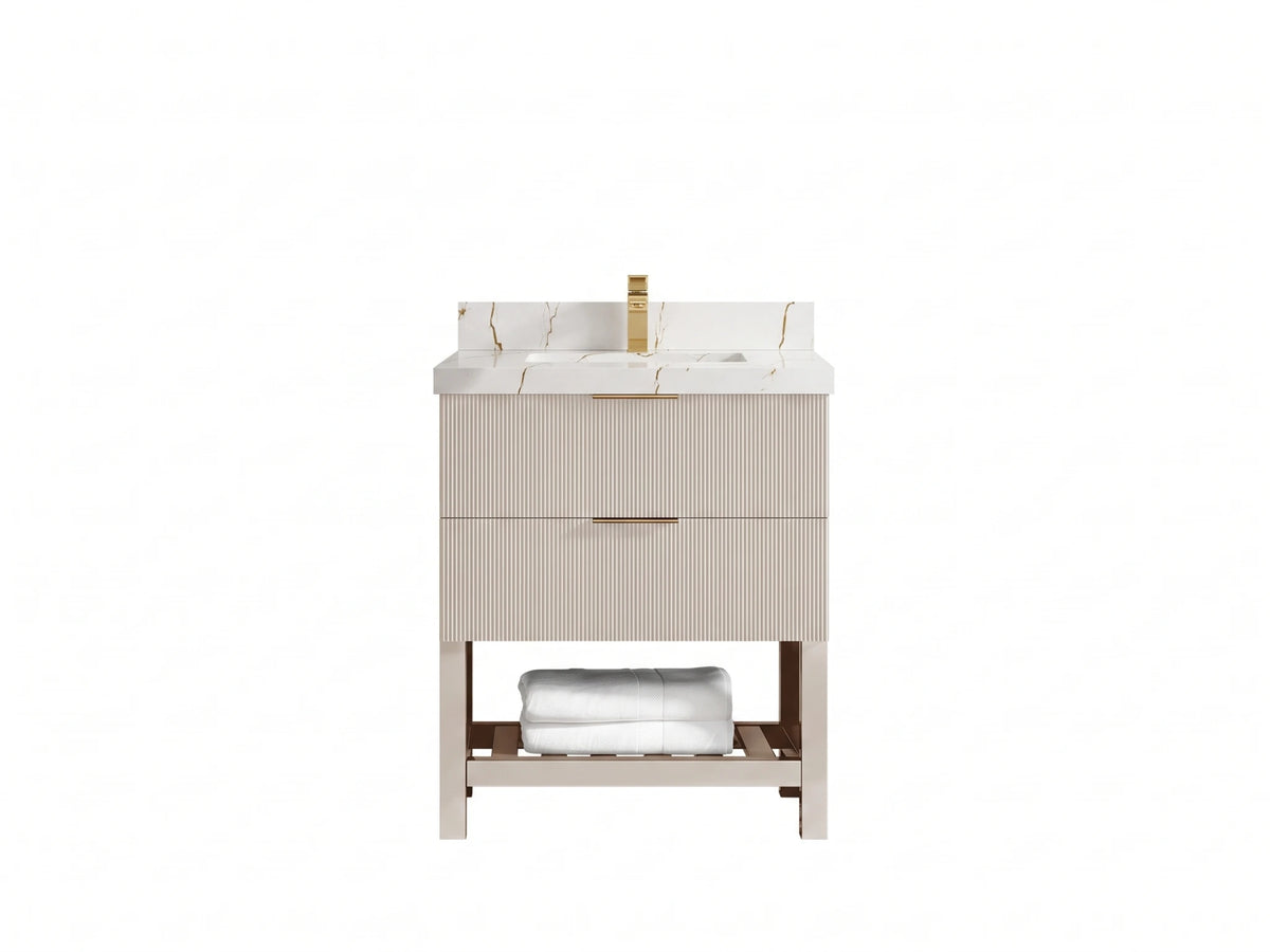 Catalina 30 in W x 22 in D Free Standing Reeded Single Sink Bathroom Vanity