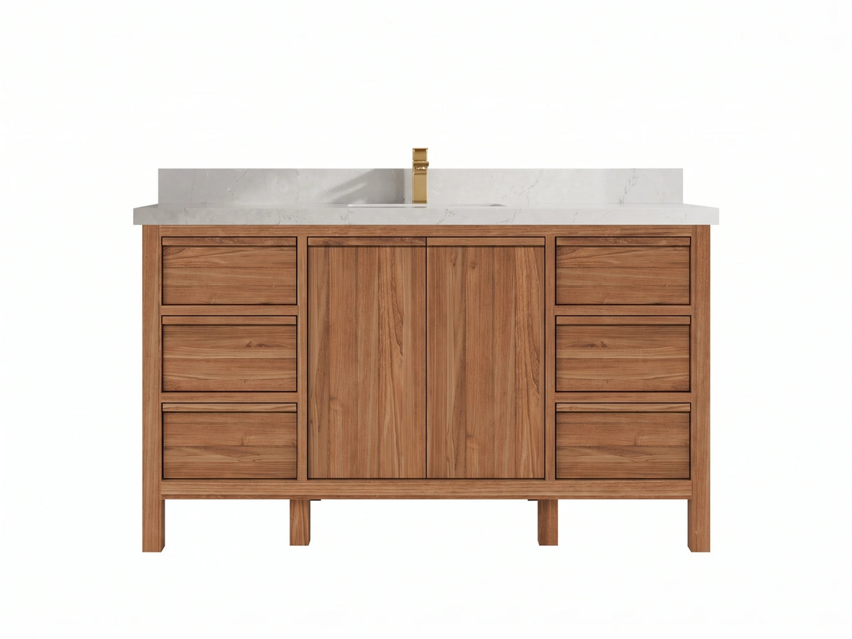 Elizabeth Teak Wood 60 in. W x 22 in. D Single Sink Bathroom Vanity