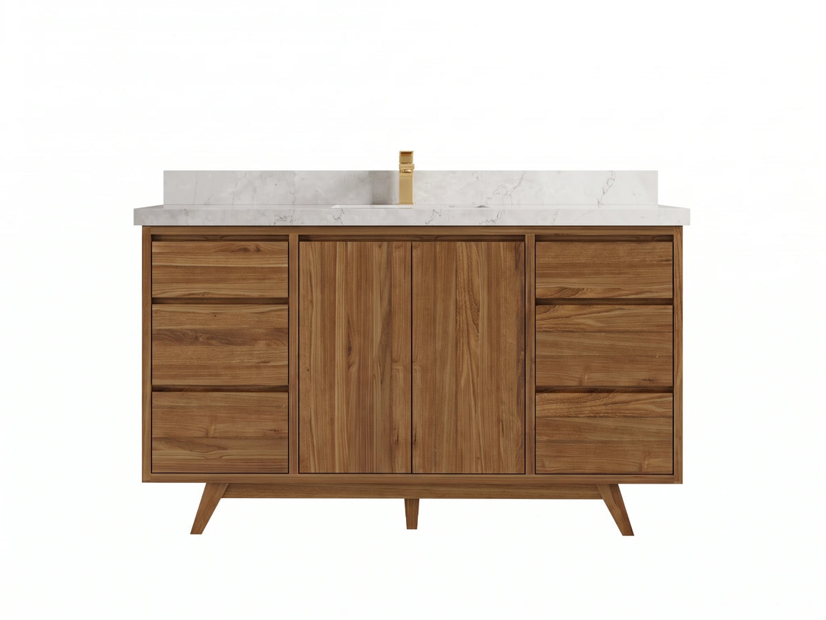 Madison Teak Wood 60 in. W x 22 in. D Single Sink Bathroom Vanity