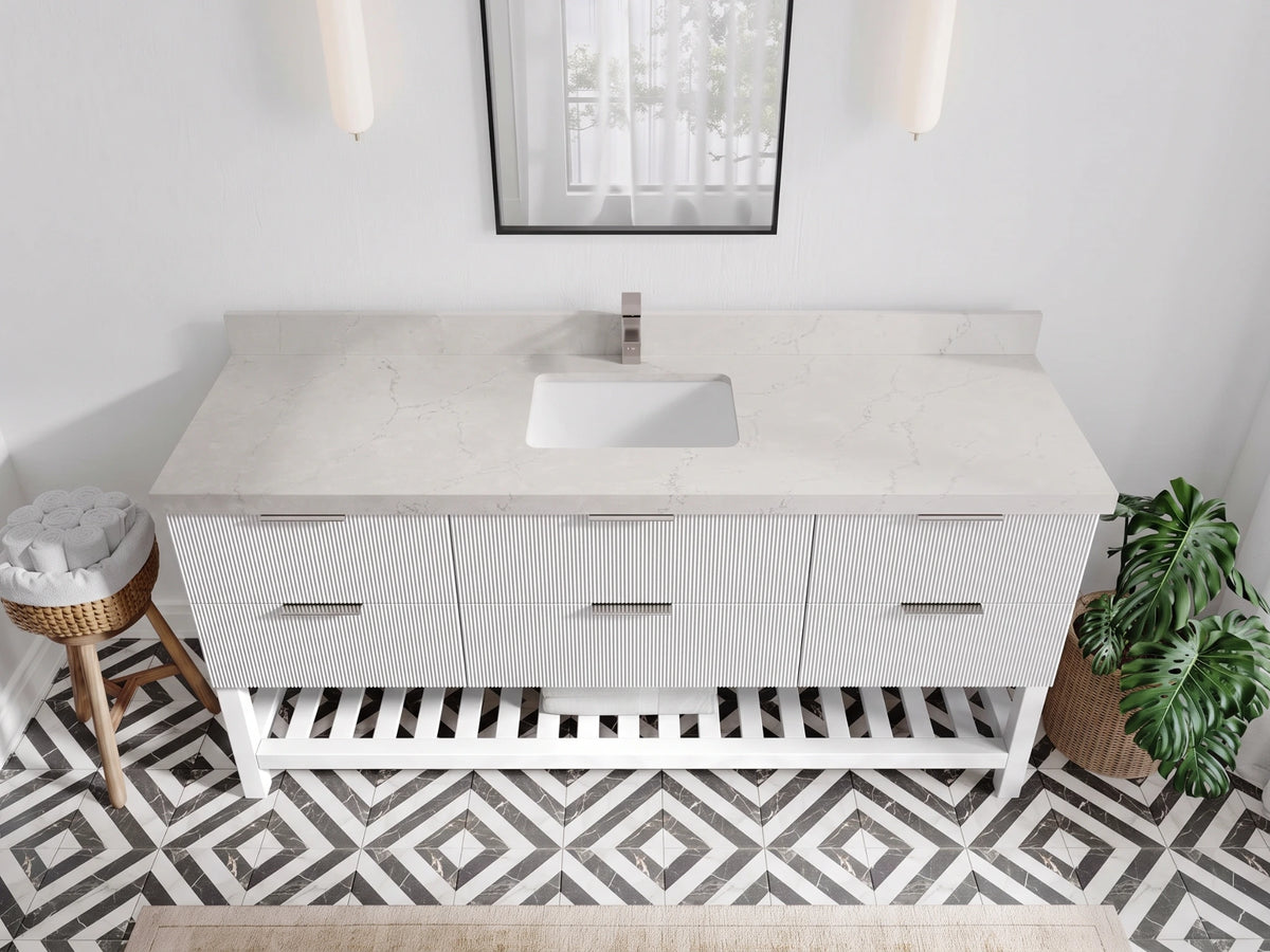 Catalina 72 in W x 22 in D Free Standing Reeded Single Sink Bathroom Vanity