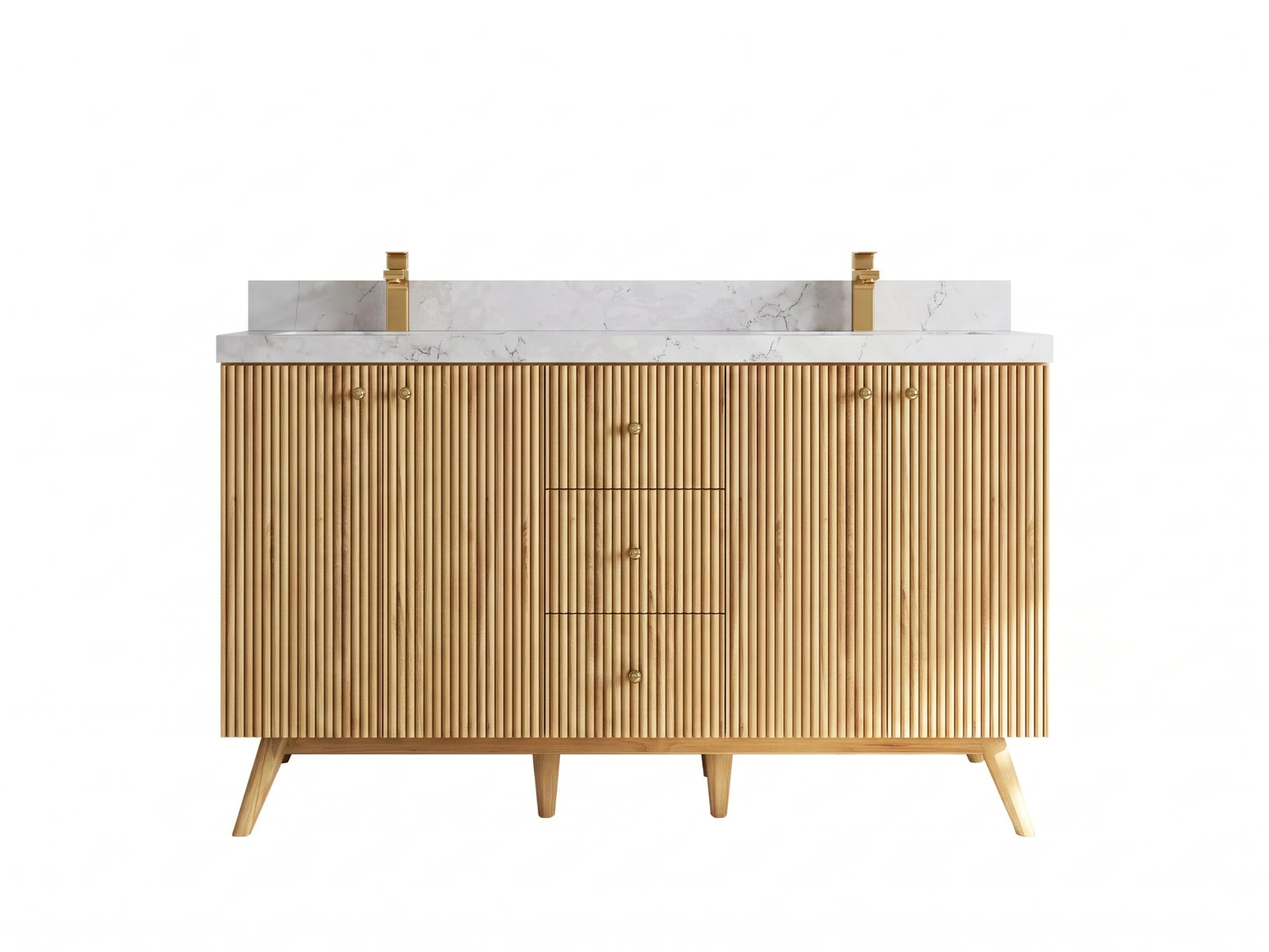 Pasadena Teak Wood 60 in. W x 22 in. D Double Sink Bathroom Vanity