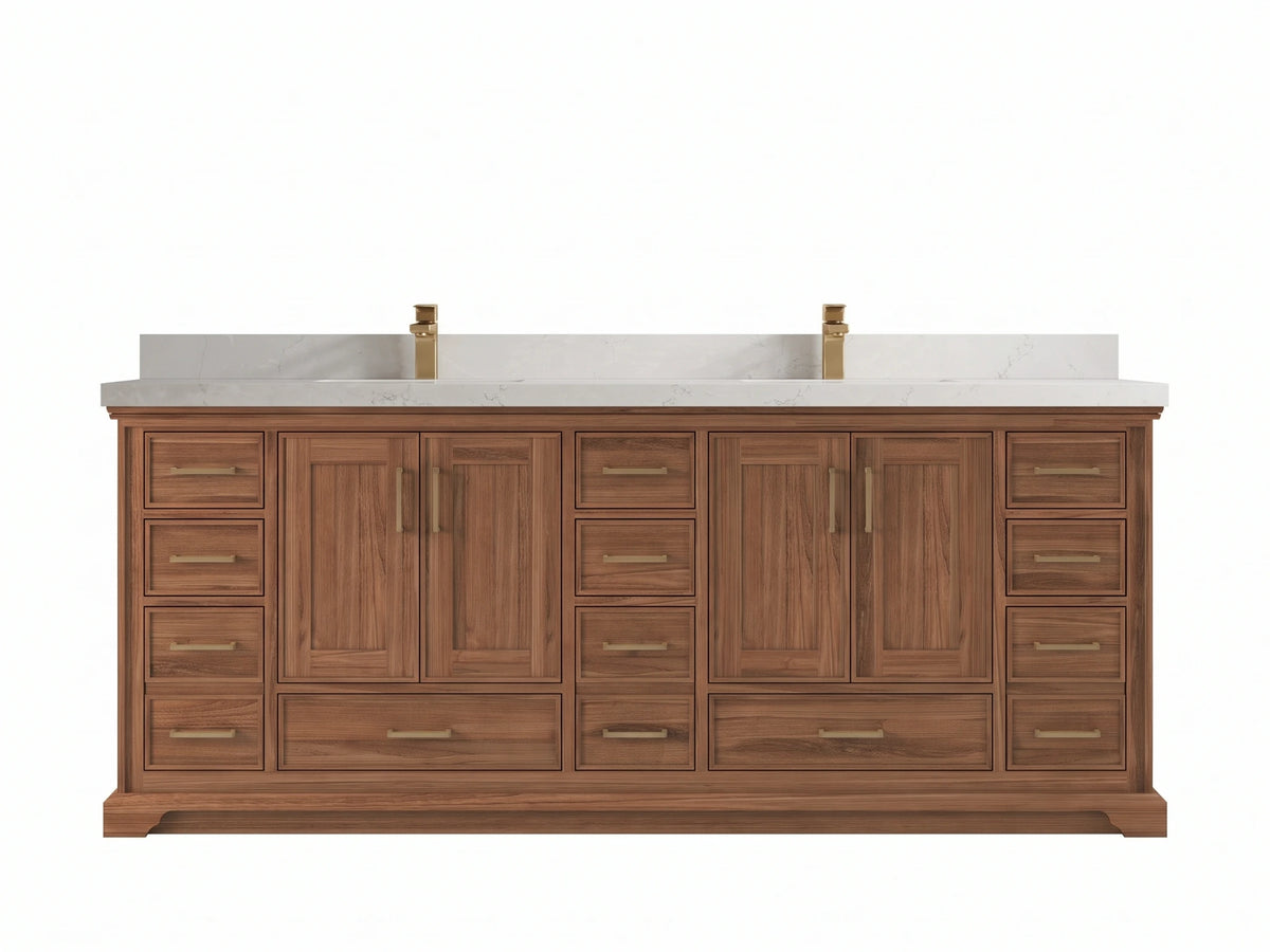 Charlotte Teak Wood 84 in. W x 22 in. D Double Sink Bathroom Vanity