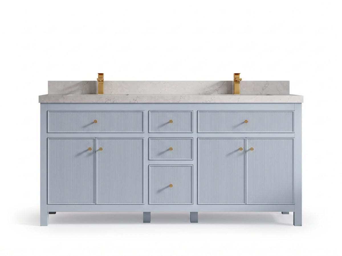 Sonoma 72 in W x 22 in D Free Standing Reeded Double Sink Bathroom Vanity