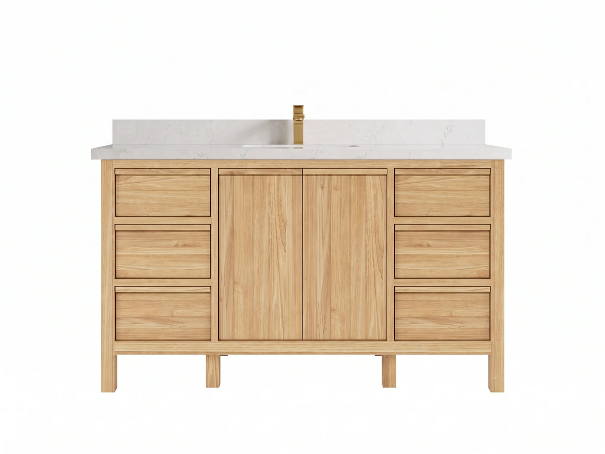 Elizabeth Teak Wood 60 in. W x 22 in. D Single Sink Bathroom Vanity