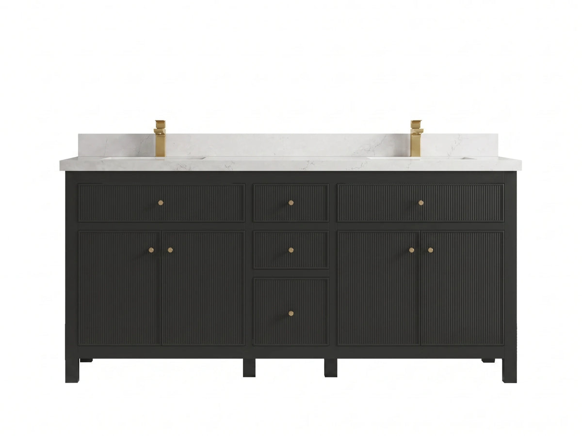 Sonoma 72 in W x 22 in D Free Standing Reeded Double Sink Bathroom Vanity