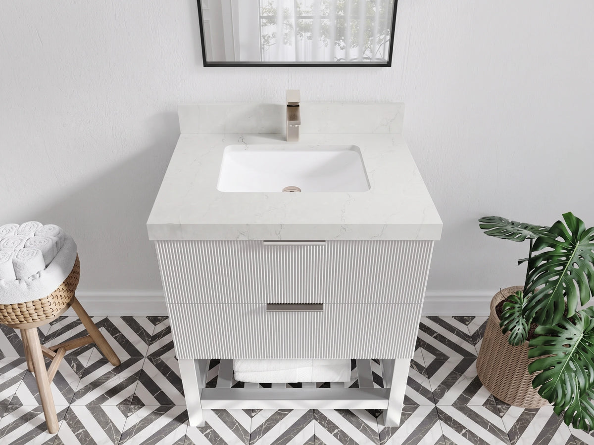 Catalina 30 in W x 22 in D Free Standing Reeded Single Sink Bathroom Vanity