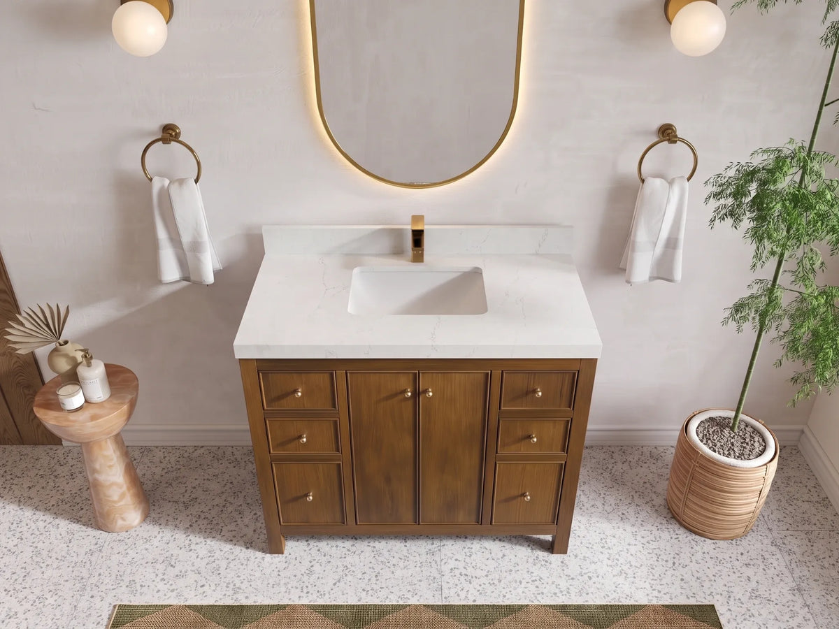 Chicago Teak 42 in. W x 22 in. D Single Sink Bathroom Vanity