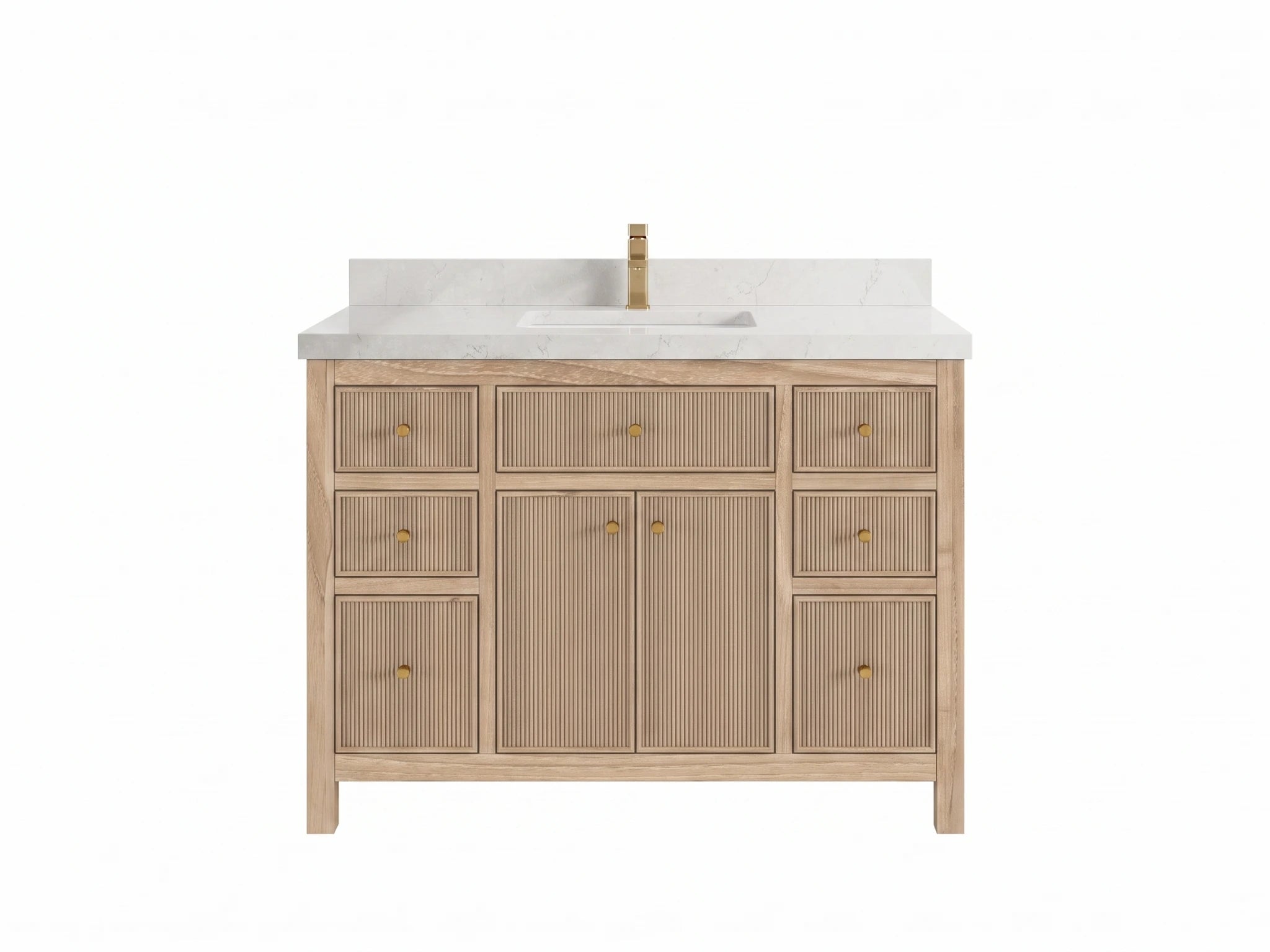 Sonoma Reeded Teak Wood 48 in. W x 22 in. D Single Sink Bathroom Vanity