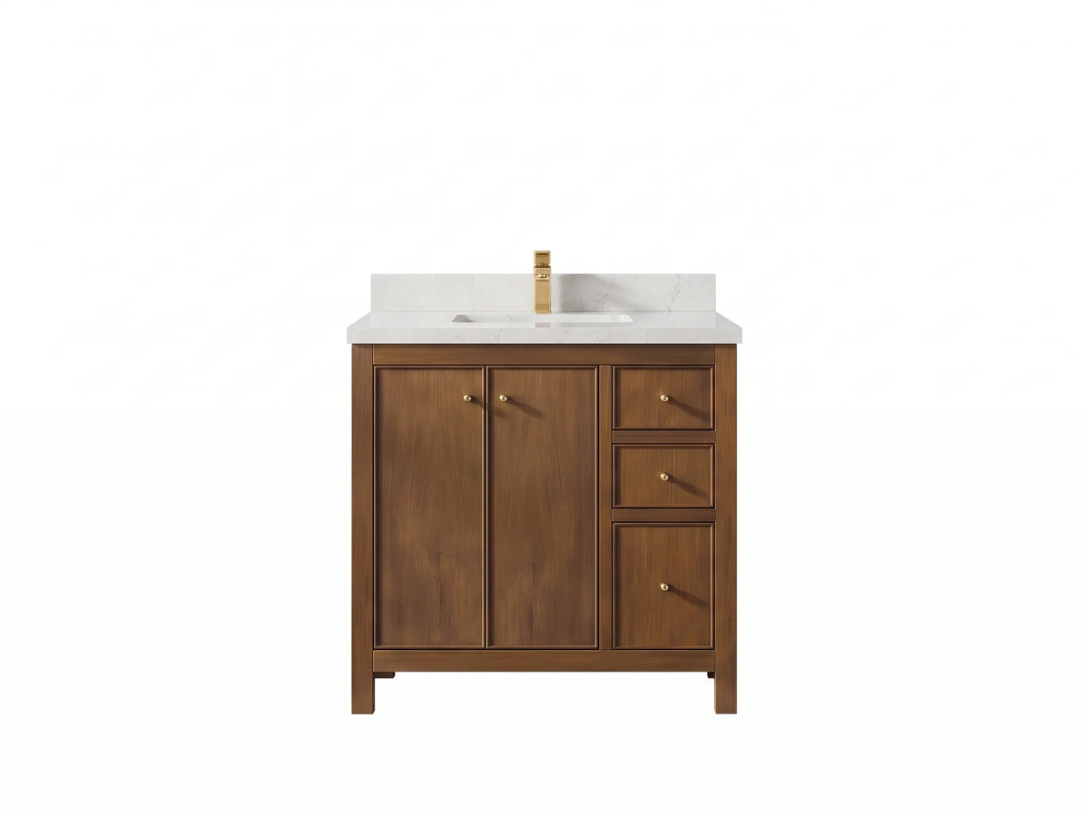 Chicago Teak 36 in. W x 22 in. D Center Sink Bathroom Vanity
