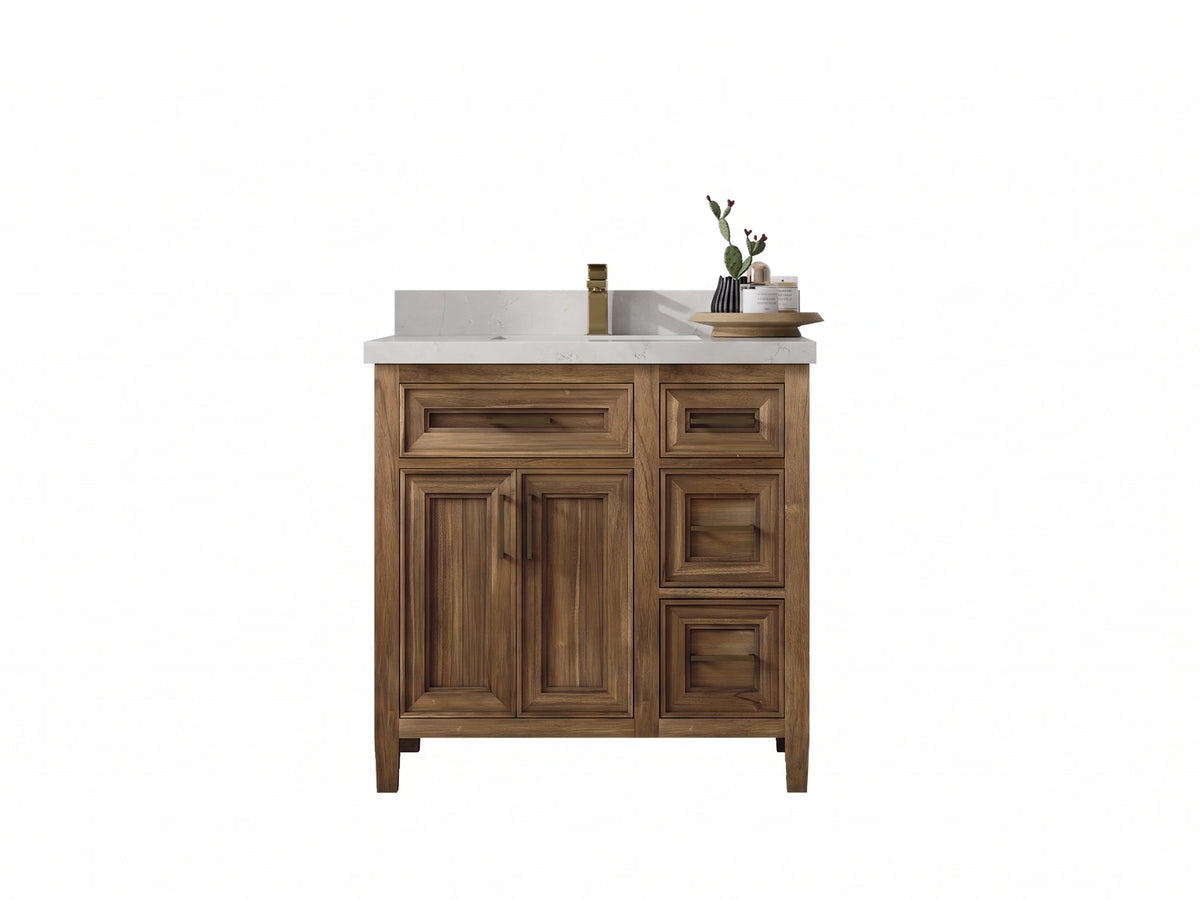 Santa Monica Teak Wood 36 in. W x 22 in. D Single Sink Bathroom Vanity