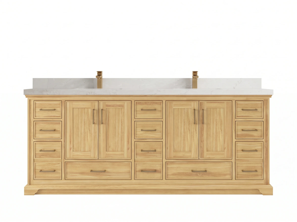 Charlotte Teak Wood 84 in. W x 22 in. D Double Sink Bathroom Vanity