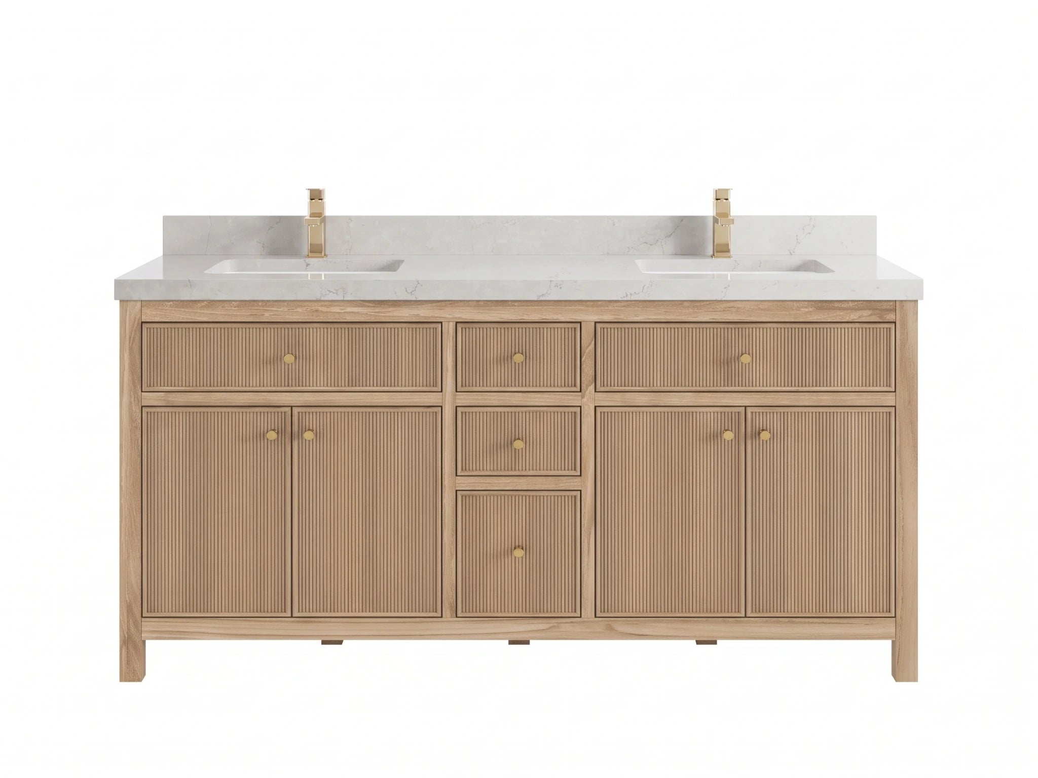 Sonoma Reeded Teak Wood 60 in. W x 22 in. D Double Sink Bathroom Vanity