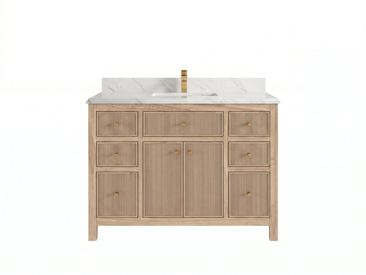 Sonoma Reeded Teak Wood 48 in. W x 22 in. D Single Sink Bathroom Vanity