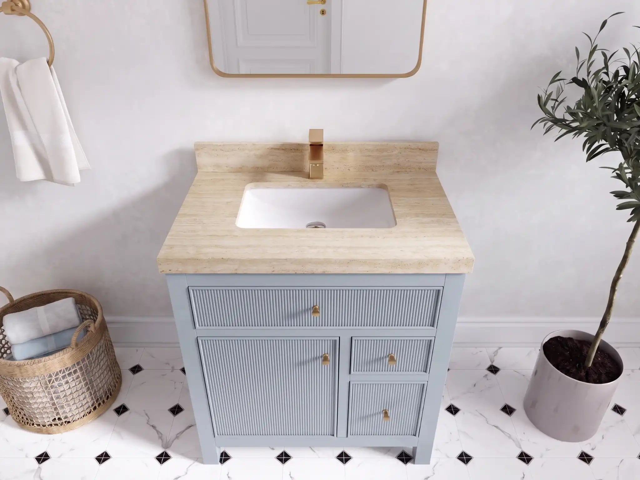 Sonoma 30 in W x 22 in D Reeded Free Standing Single Sink Bathroom Vanity