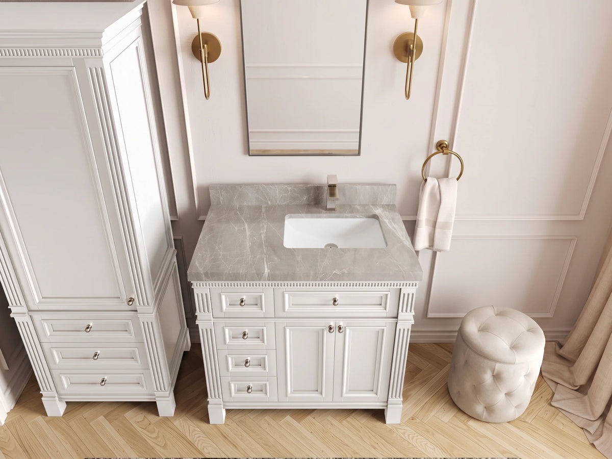 Paris 36 in. W x 22 in. D Right Offset Sink Bathroom Vanity