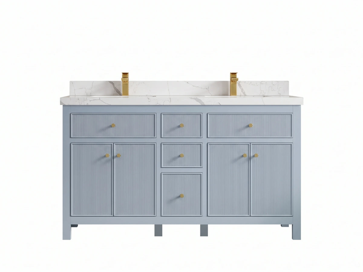 Sonoma 60 in W x 22 in D Free Standing Reeded Double Sink Bathroom Vanity