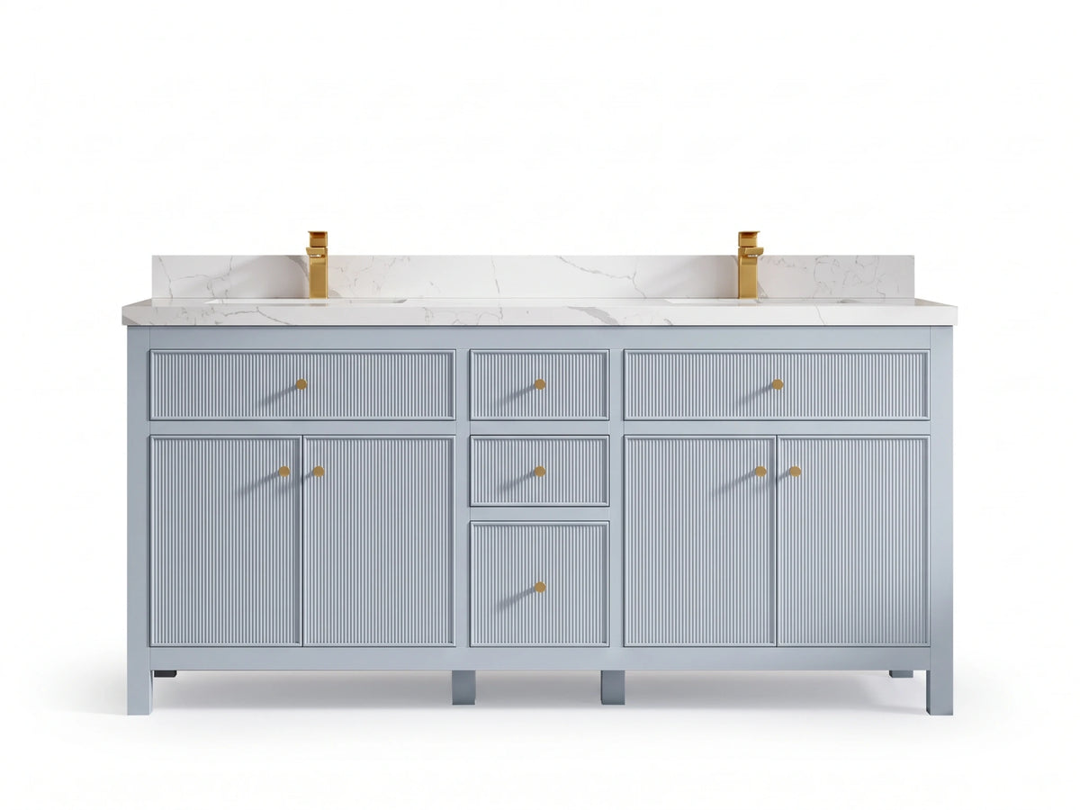 Sonoma 72 in W x 22 in D Free Standing Reeded Double Sink Bathroom Vanity