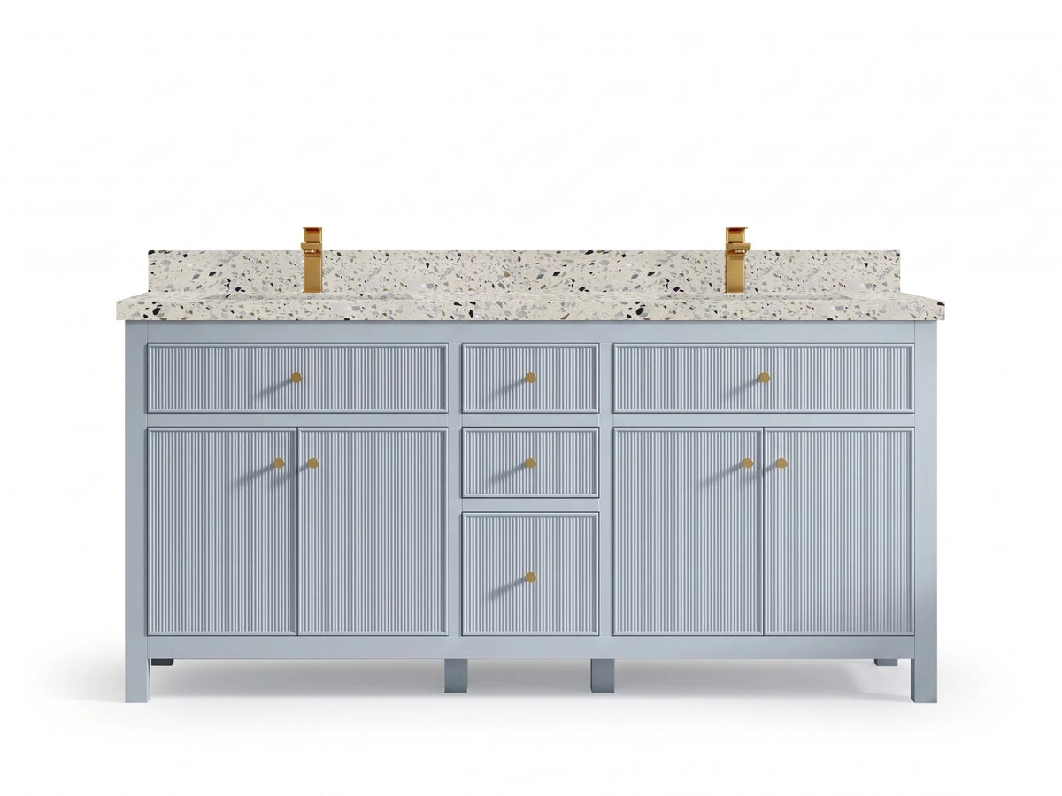 Sonoma 72 in W x 22 in D Free Standing Reeded Double Sink Bathroom Vanity