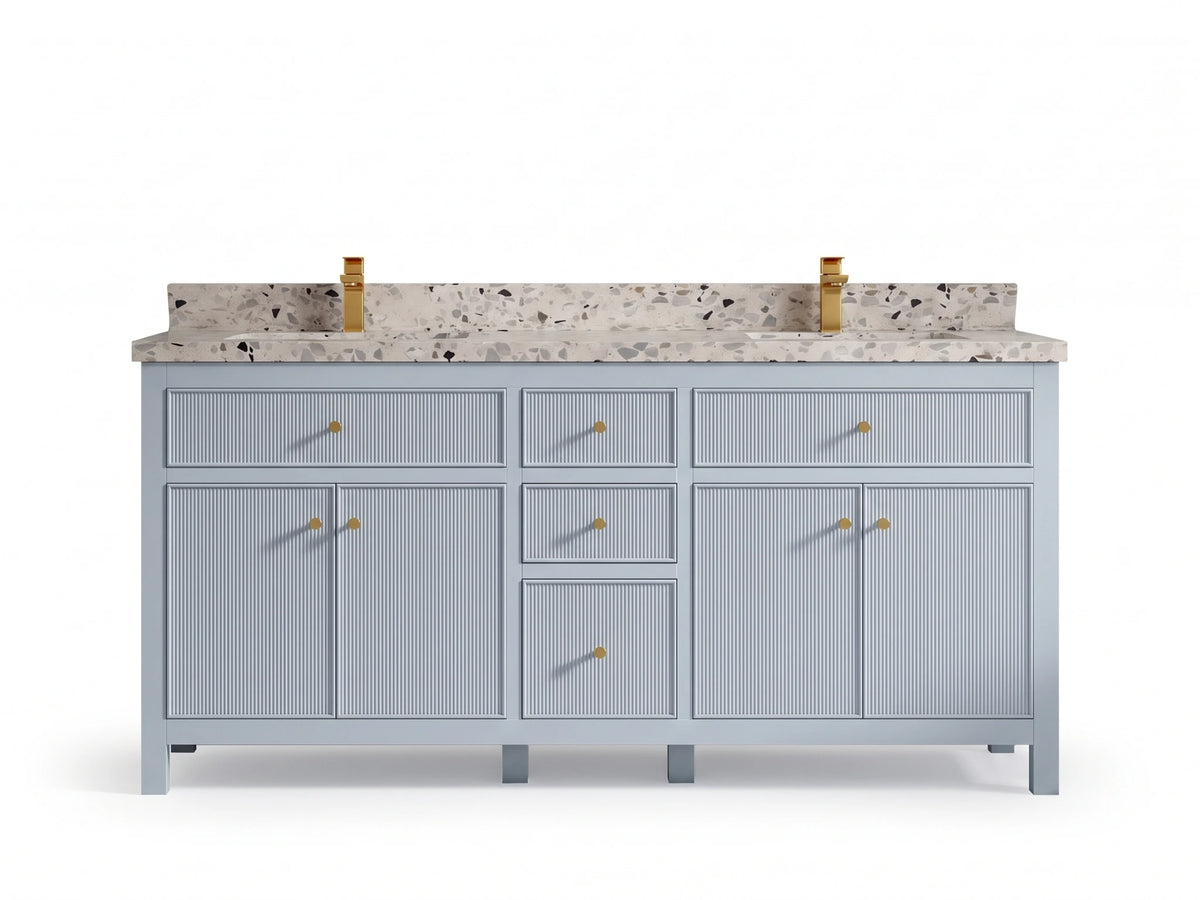 Sonoma 72 in W x 22 in D Free Standing Reeded Double Sink Bathroom Vanity
