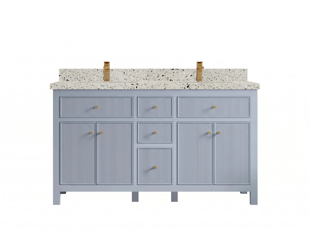Sonoma 60 in W x 22 in D Free Standing Reeded Double Sink Bathroom Vanity