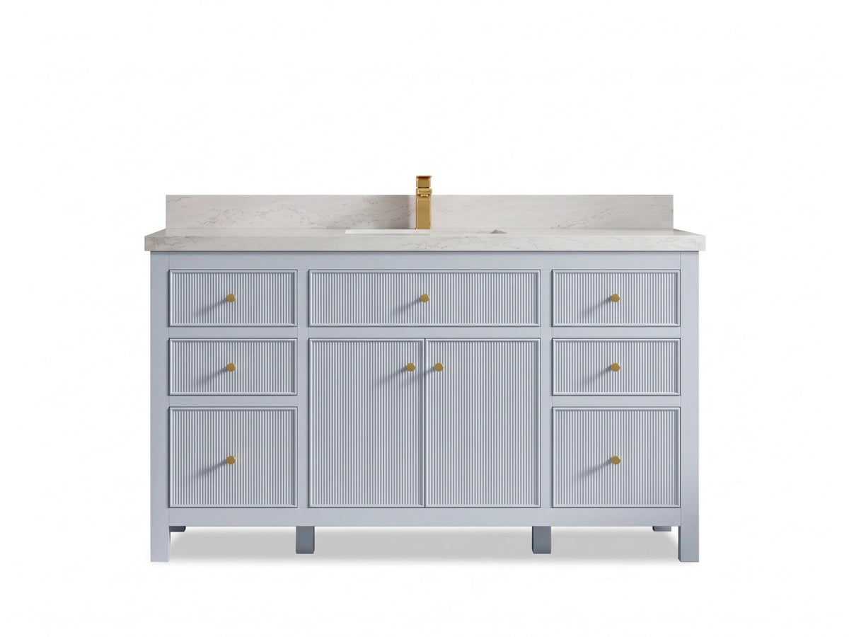 Sonoma 60 in W x 22 in D Free Standing Reeded Single Sink Bathroom Vanity