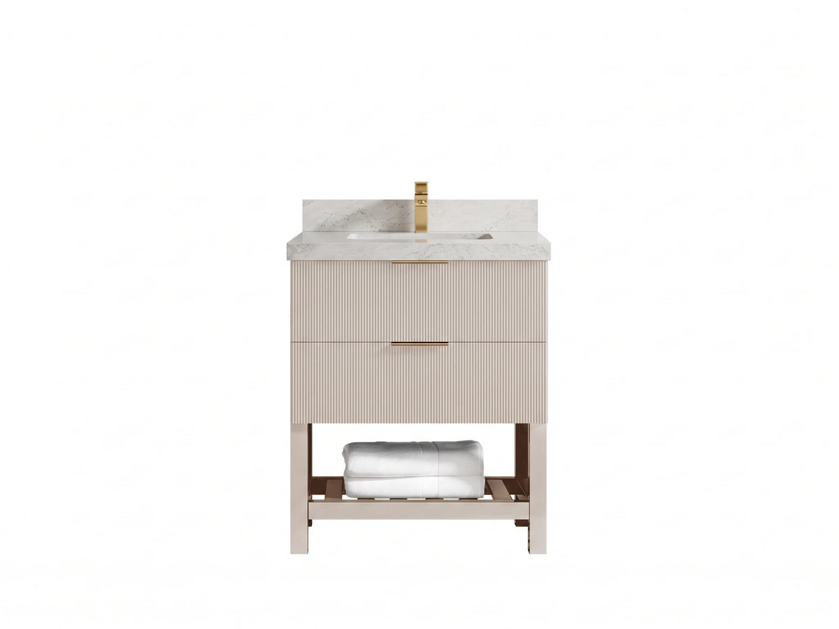 Catalina 30 in W x 22 in D Free Standing Reeded Single Sink Bathroom Vanity