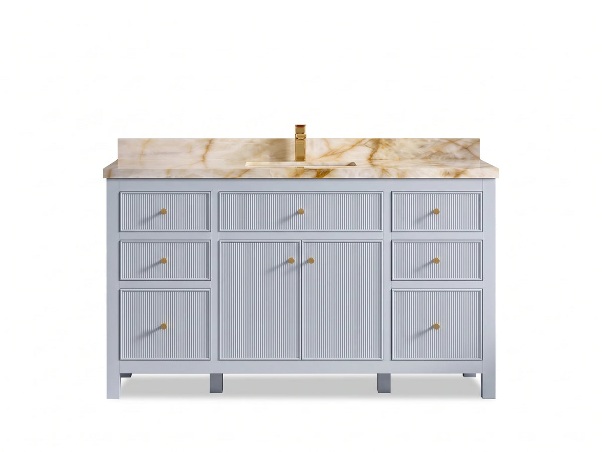 Sonoma 60 in W x 22 in D Free Standing Reeded Single Sink Bathroom Vanity