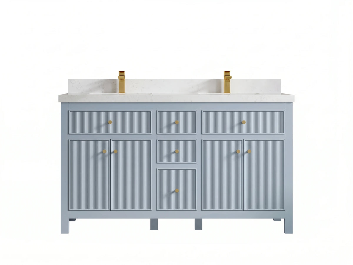 Sonoma 60 in W x 22 in D Free Standing Reeded Double Sink Bathroom Vanity