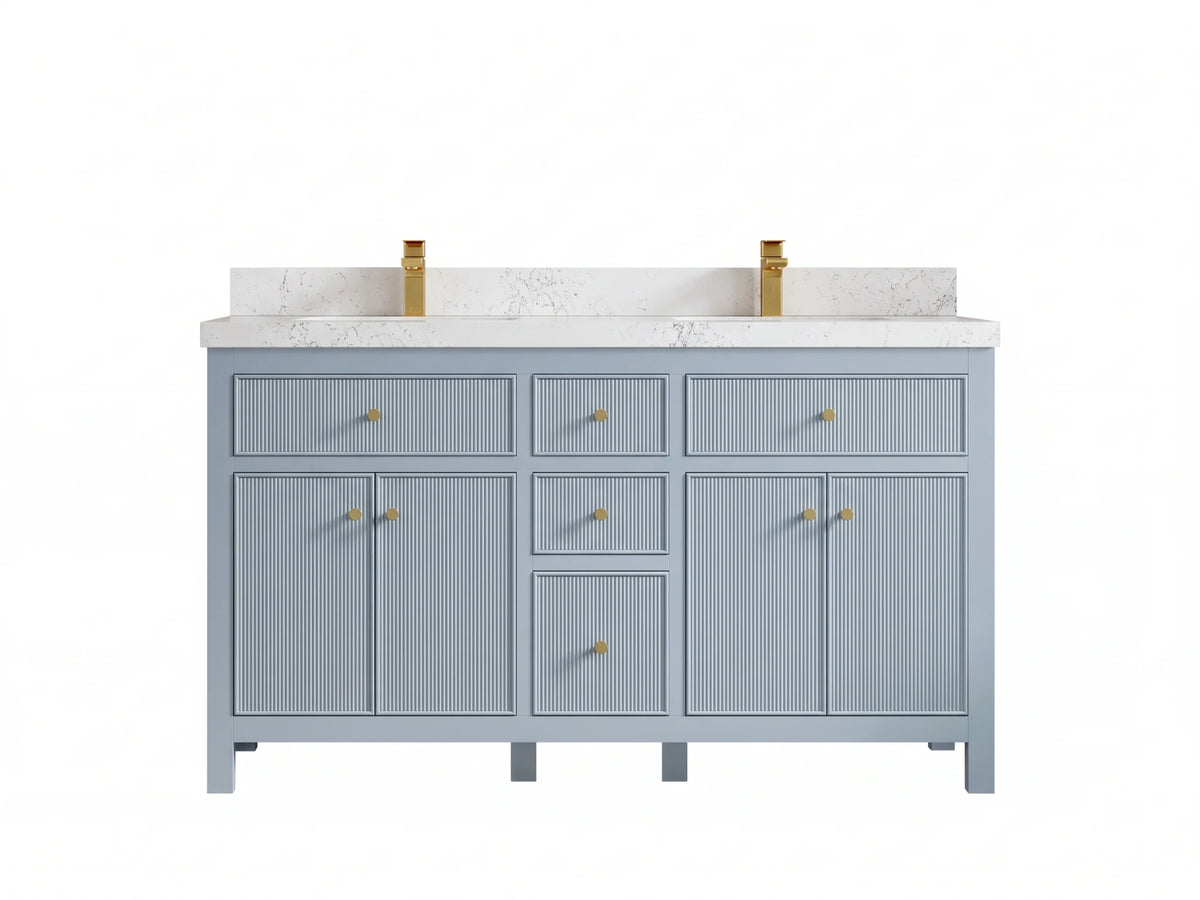 Sonoma 60 in W x 22 in D Free Standing Reeded Double Sink Bathroom Vanity