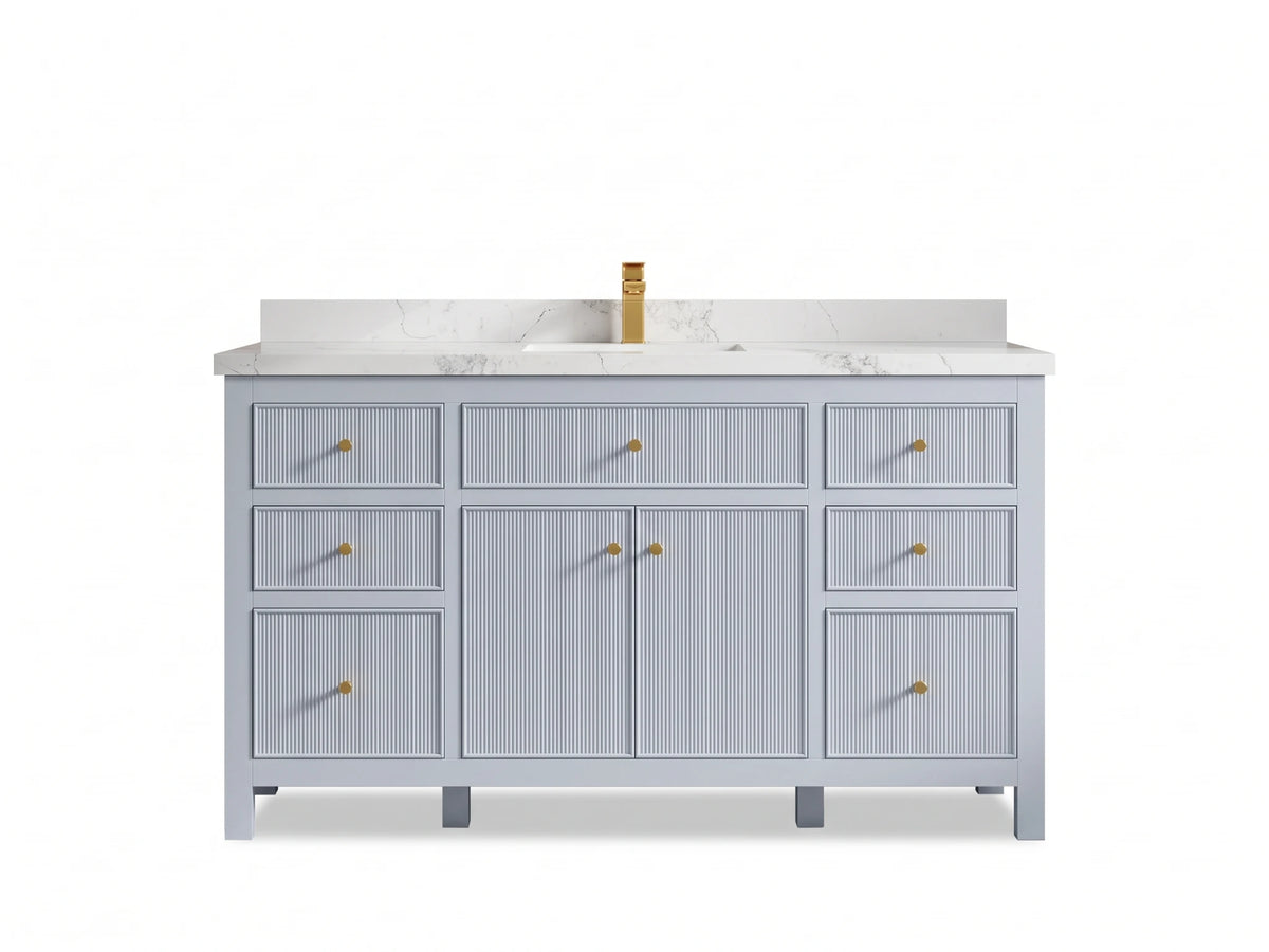 Sonoma 60 in W x 22 in D Free Standing Reeded Single Sink Bathroom Vanity