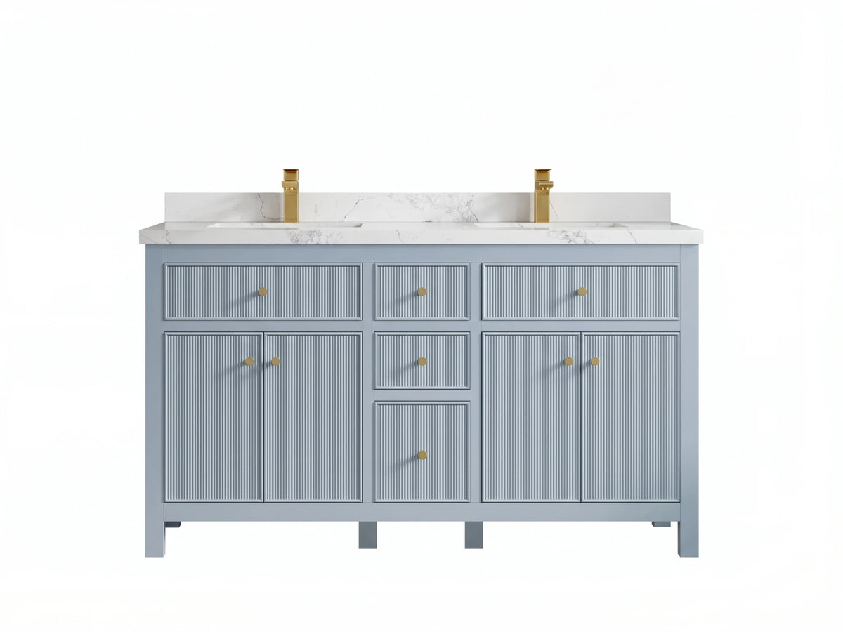 Sonoma 60 in W x 22 in D Free Standing Reeded Double Sink Bathroom Vanity
