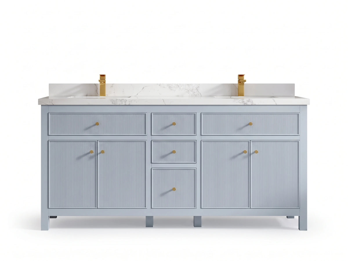 Sonoma 72 in W x 22 in D Free Standing Reeded Double Sink Bathroom Vanity