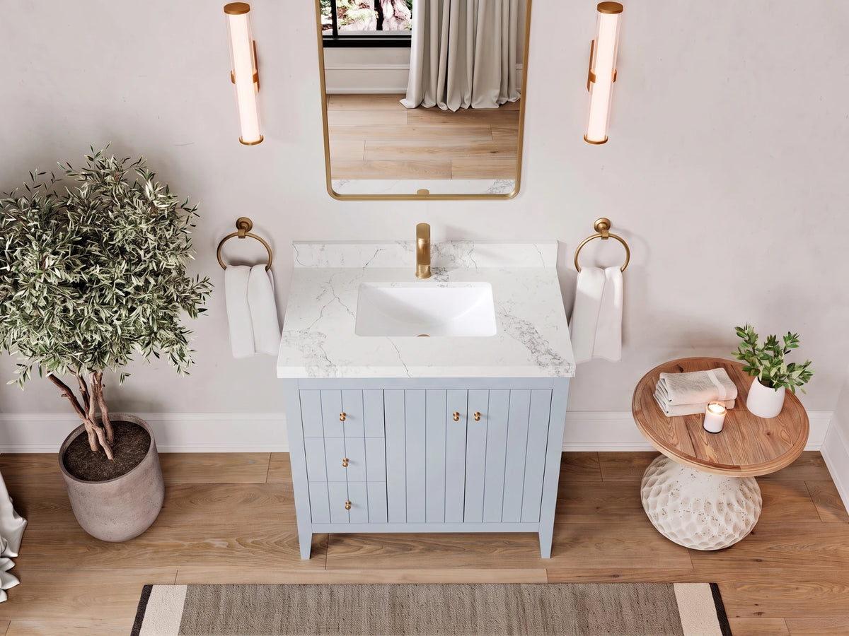 Atlanta 36 in. W x 22 in. D Center Sink Bathroom Vanity for Modern Elegant Bathrooms