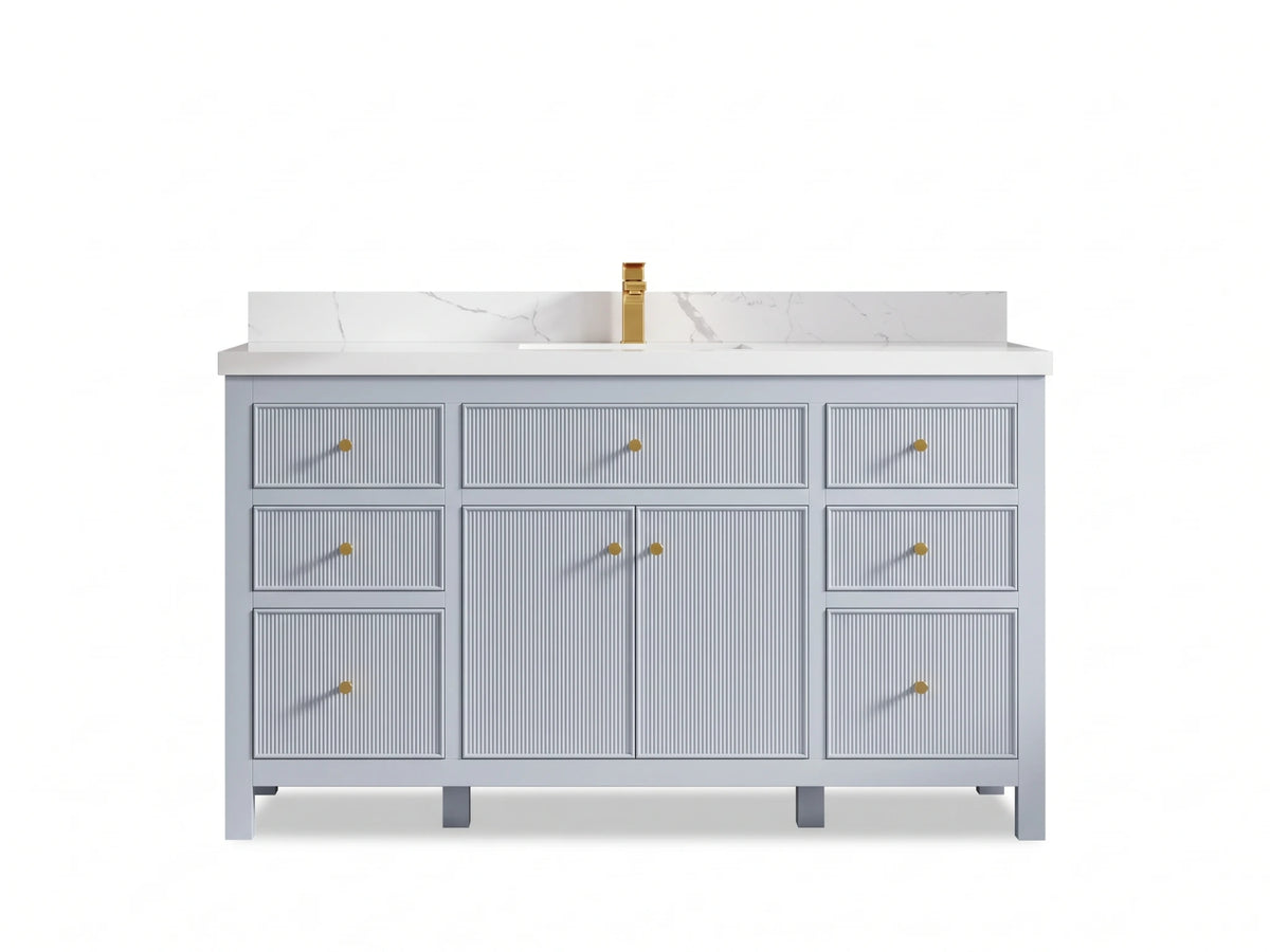 Sonoma 60 in W x 22 in D Free Standing Reeded Single Sink Bathroom Vanity
