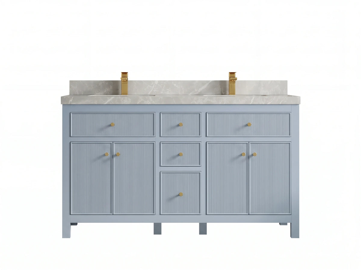 Sonoma 60 in W x 22 in D Free Standing Reeded Double Sink Bathroom Vanity