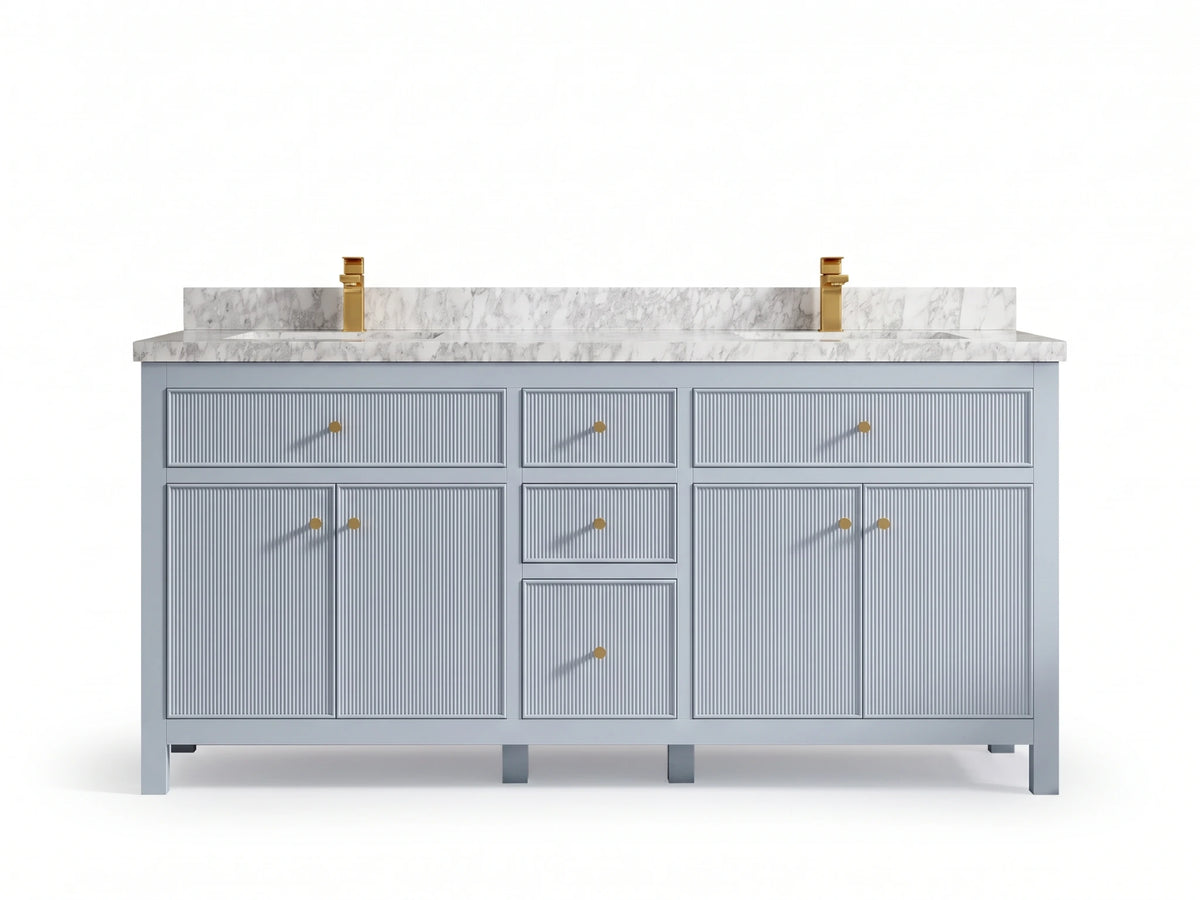 Sonoma 72 in W x 22 in D Free Standing Reeded Double Sink Bathroom Vanity