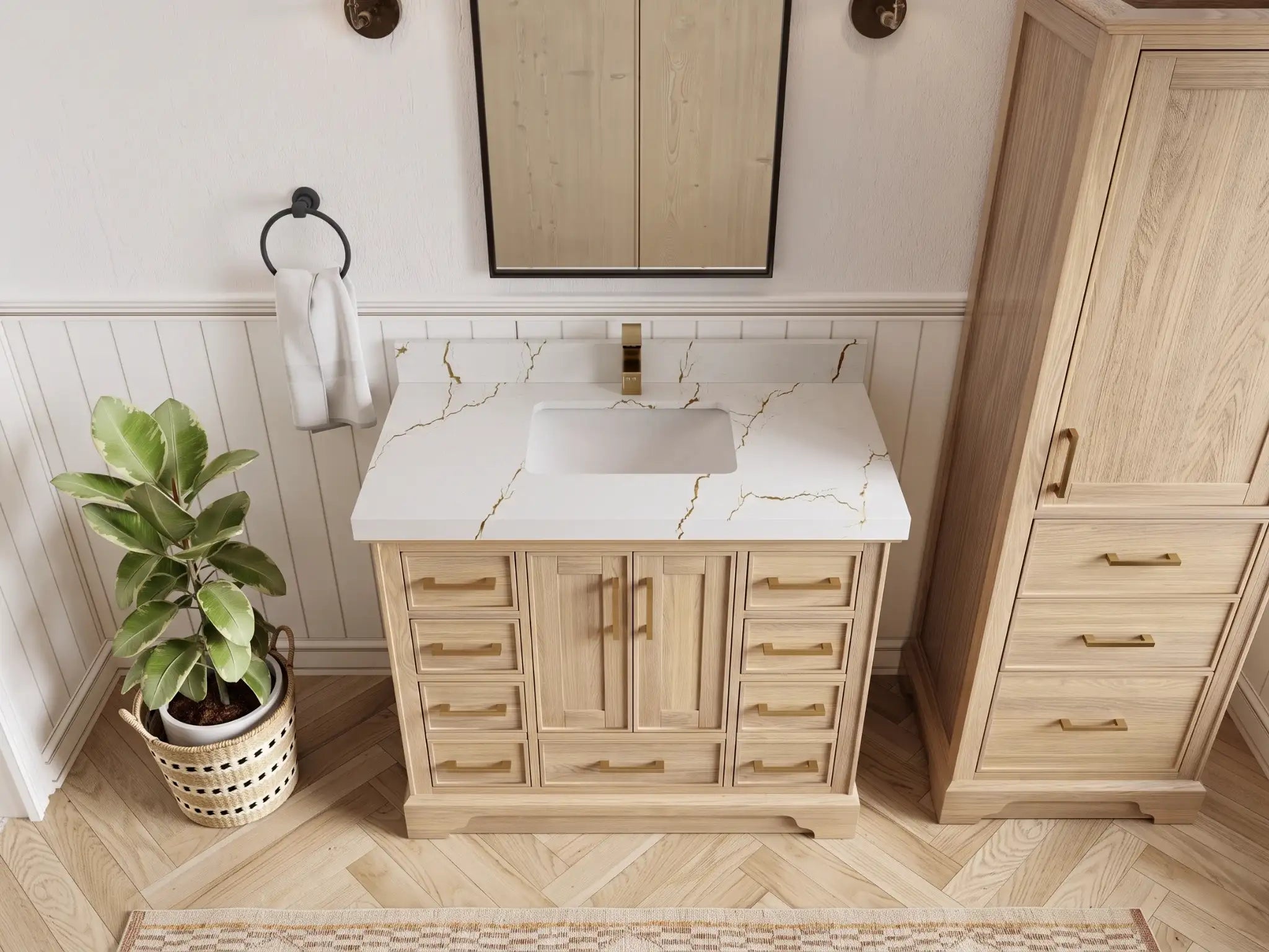 Charlotte White Oak 42 in. W x 22 in. D Single Sink Bathroom Vanity