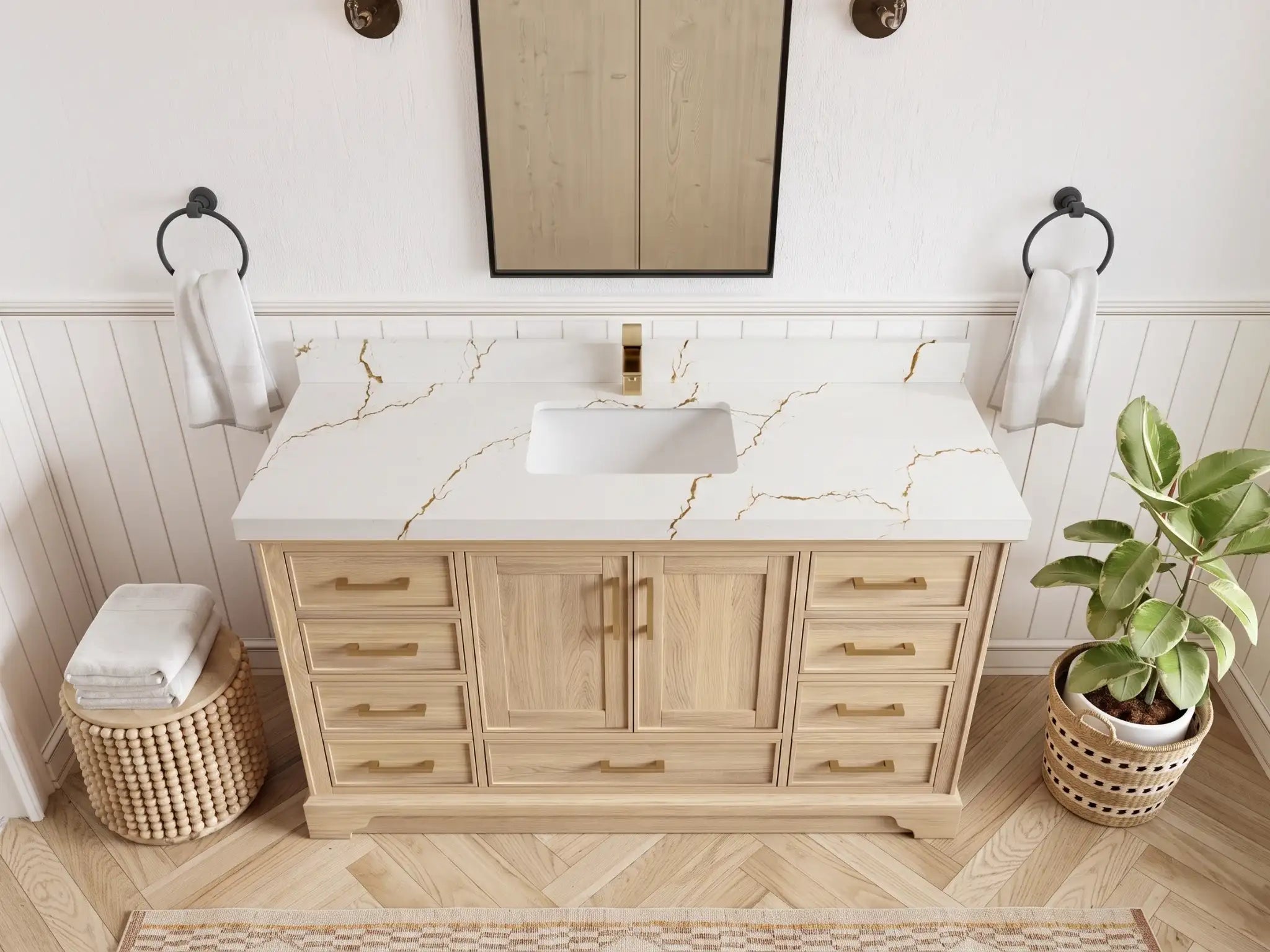 Charlotte White Oak 60 in. W x 22 in. D Single Sink Bathroom Vanity