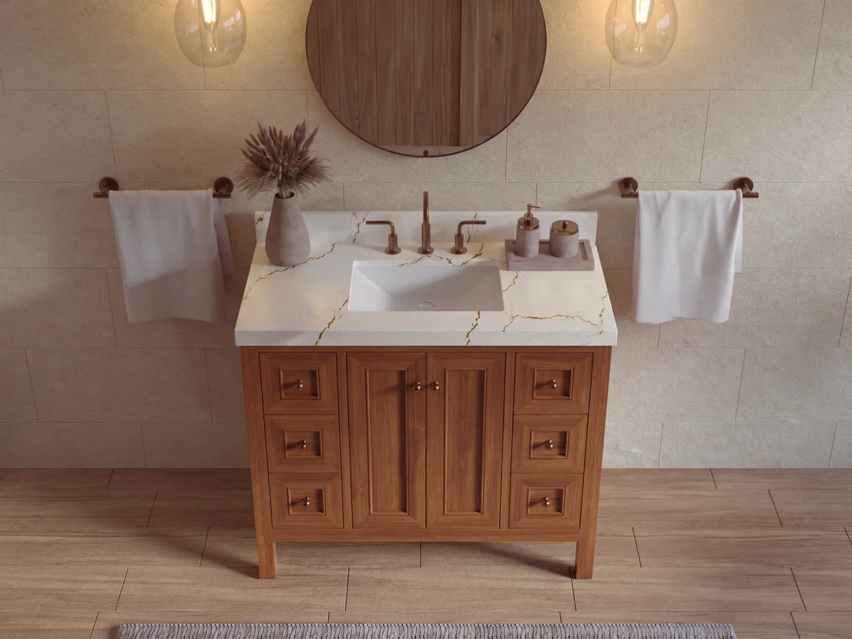 Nashville Teak Wood 42 in. W x 22 in. D Single Sink Bathroom Vanity