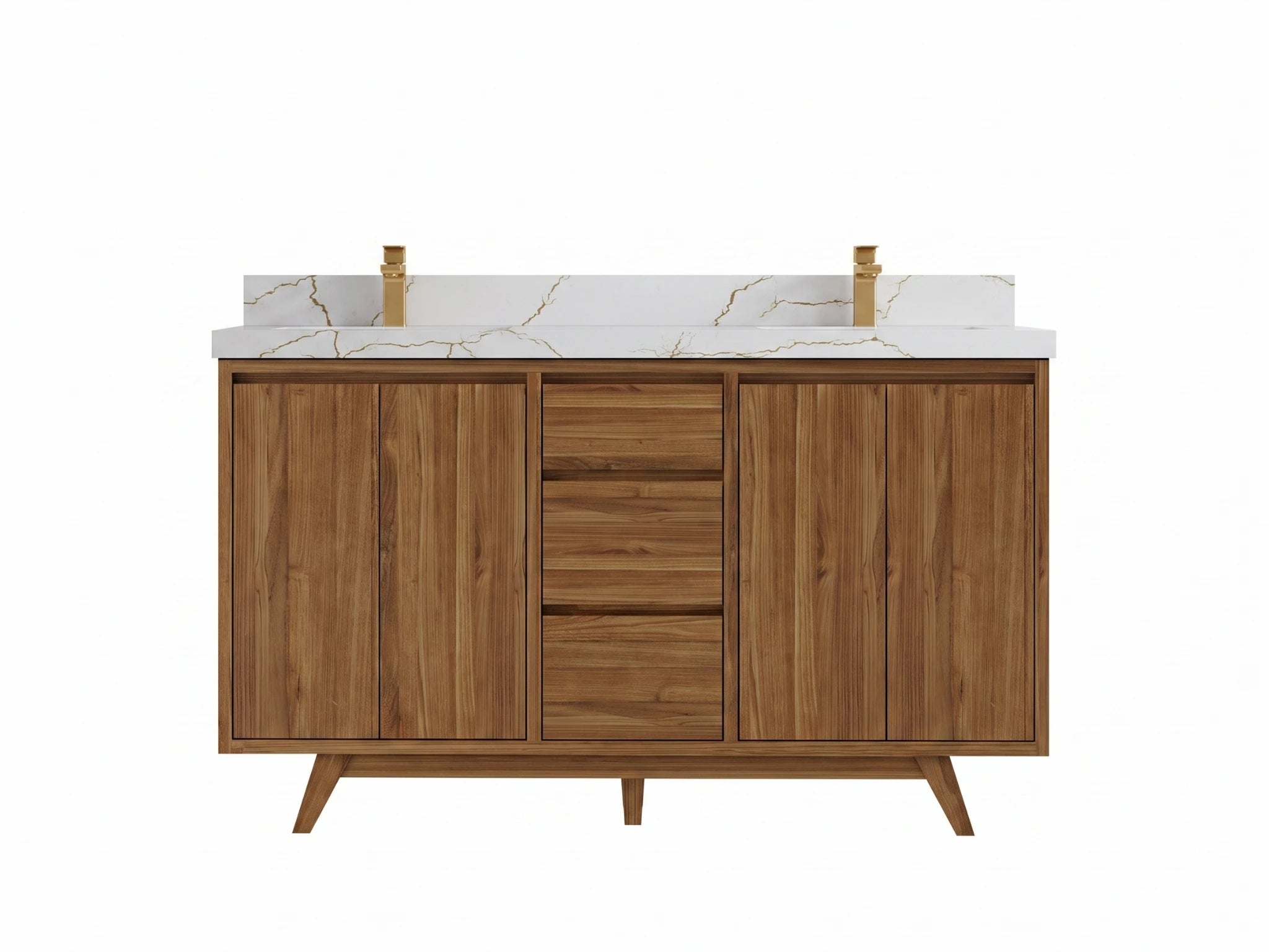 Madison Teak Wood 60 in. W x 22 in. D Double Sink Bathroom Vanity