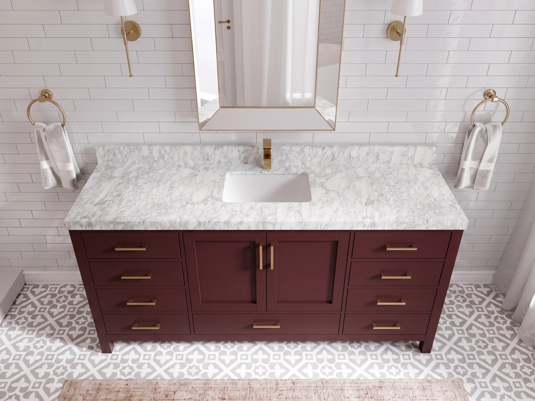 Malibu 72 in. W x 22 in. D Single Sink Bathroom Vanity