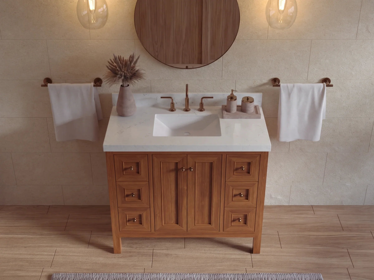 Nashville Teak Wood 42 in. W x 22 in. D Single Sink Bathroom Vanity