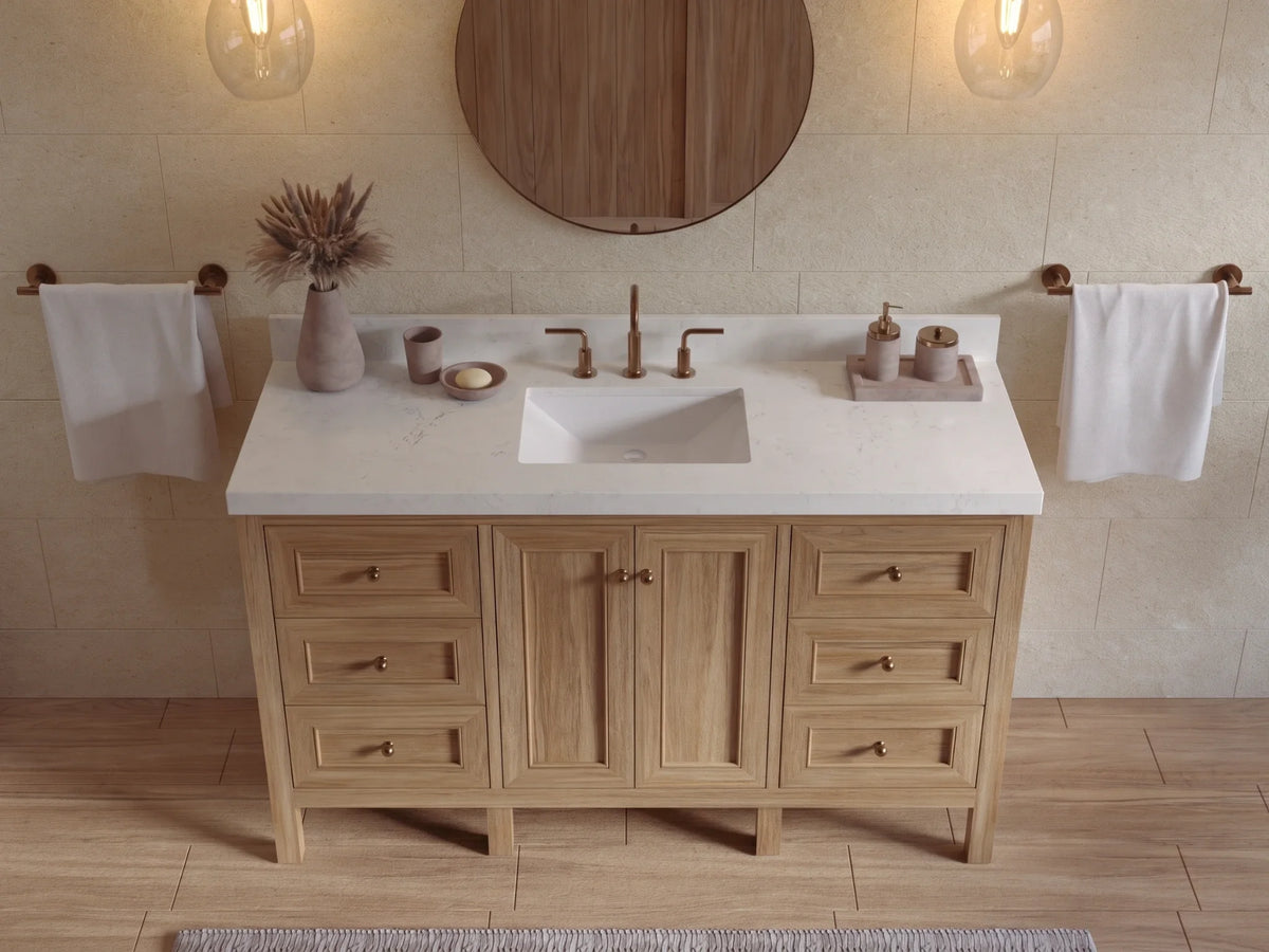 Nashville Teak Wood 60 in. W x 22 in. D Single Sink Bathroom Vanity