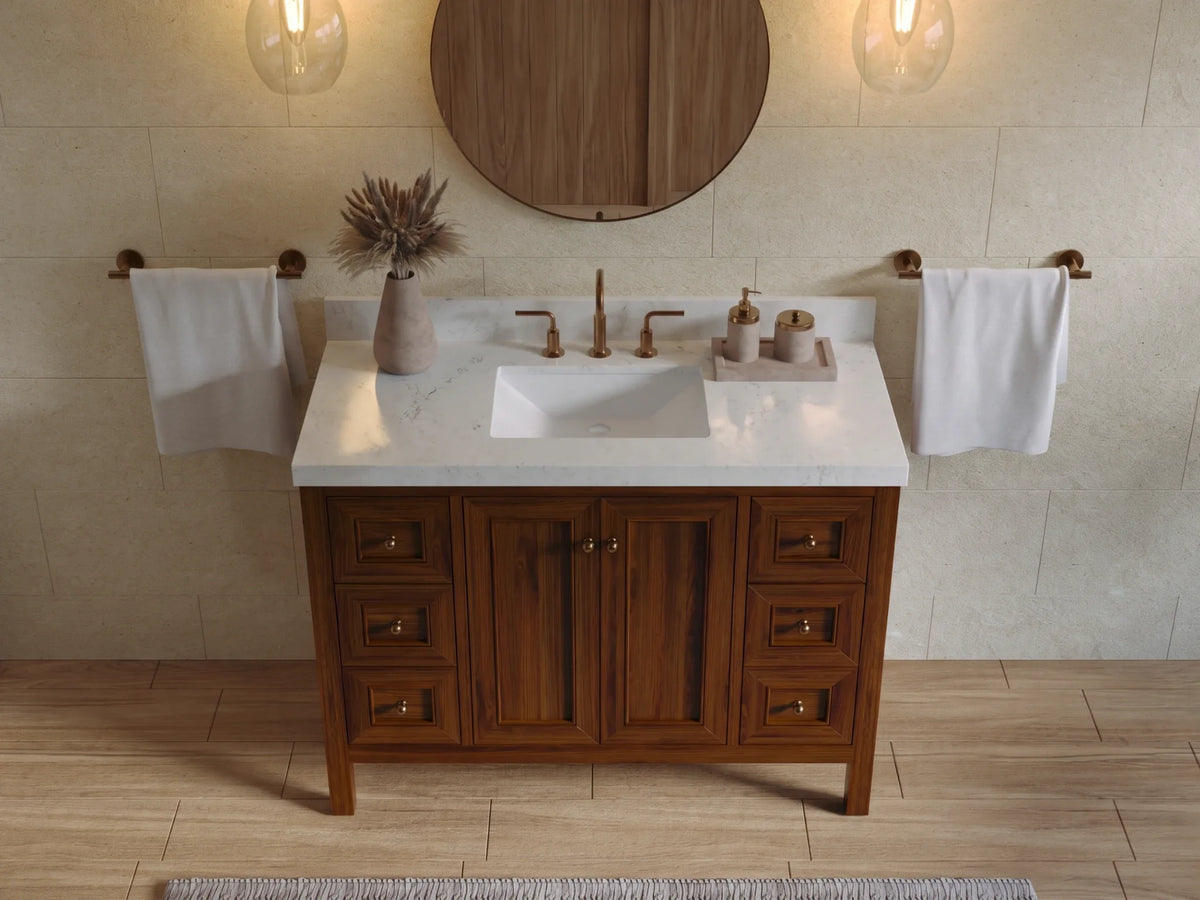 Nashville Teak Wood 48 in. W x 22 in. D Single Sink Bathroom Vanity