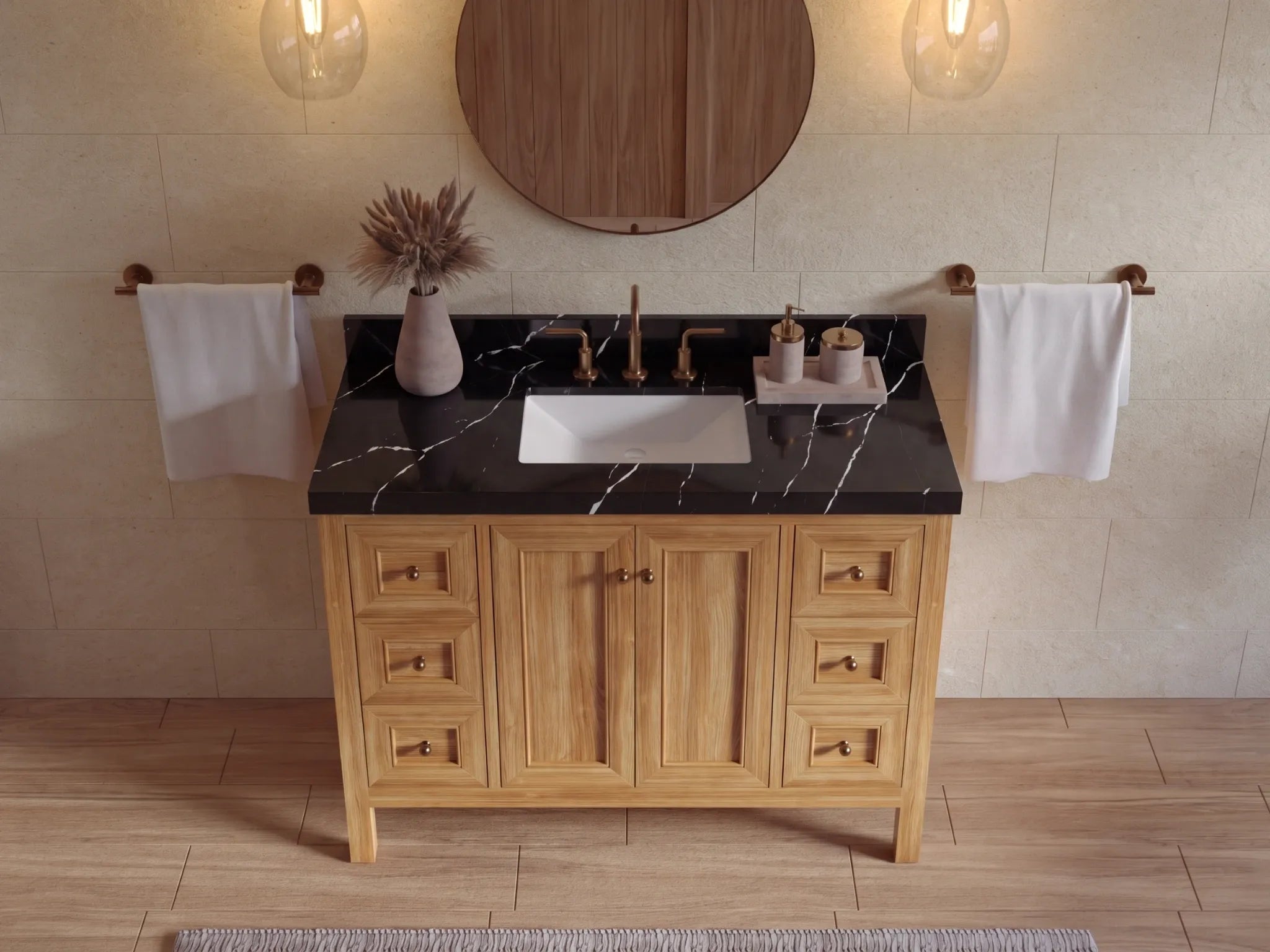 Nashville Teak Wood 48 in. W x 22 in. D Single Sink Bathroom Vanity