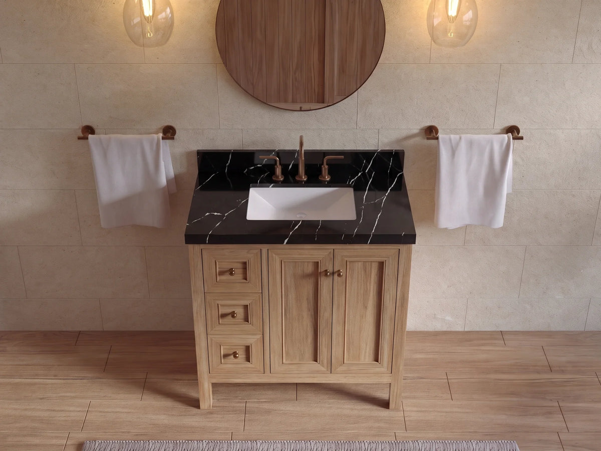 Nashville 36 in. W x 22 in. D Center Sink Teak Wood Bathroom Vanity